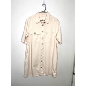 Universal Thread Utility Shirt Dress L Denim Pockets Ecru